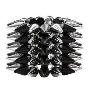 Vintage 5-Row Black/Silver Spike Studded Bracelet